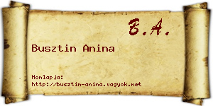 Busztin Anina névjegykártya